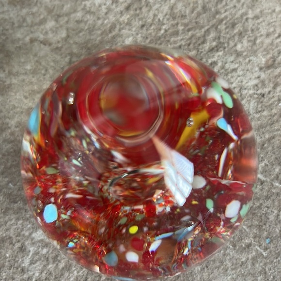 Vintage Egg Glass Paperweight NORLEANS Japan Blow Glass Art Retro Red Gift - Picture 4 of 8